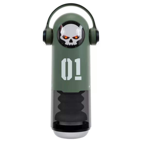 Rebel Skull - masturbateur à va-et-vient vibrant (vert)