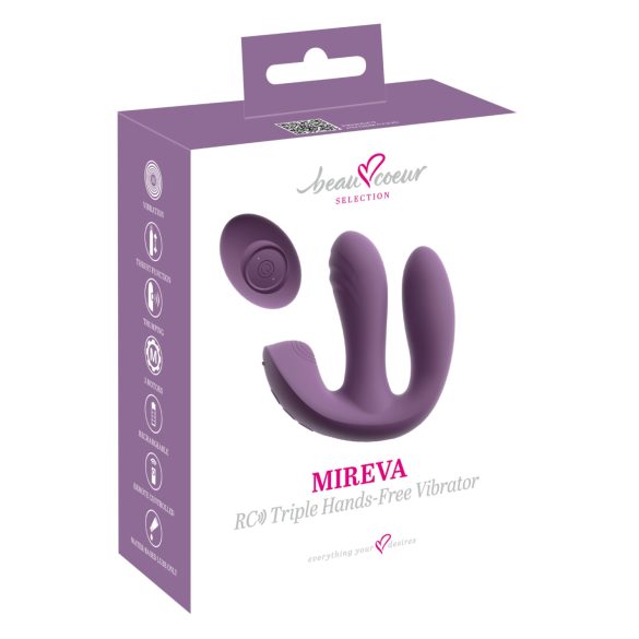 Beau Coeur Mireva - vibromasseur triple stimulation télécommande silicone violet