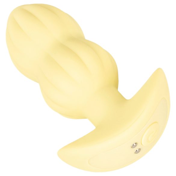 Cuties Mini - plug anal vibrant nervuré (jaune)