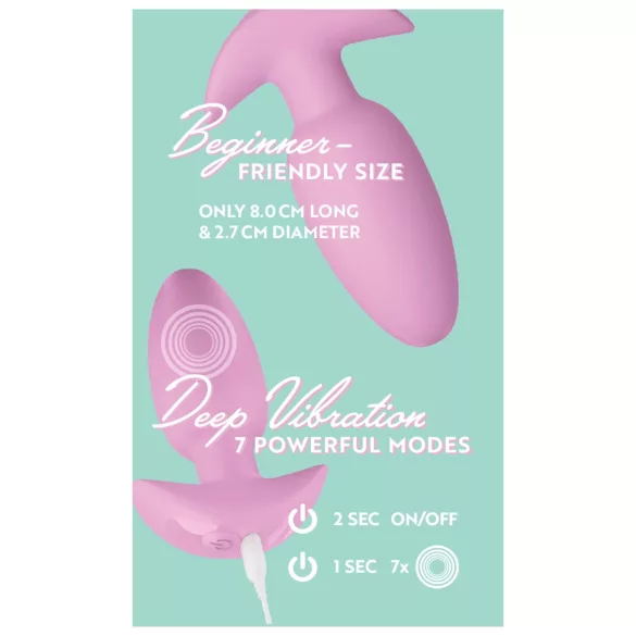 Cuties Mini - plug anal vibrant - silicone rose