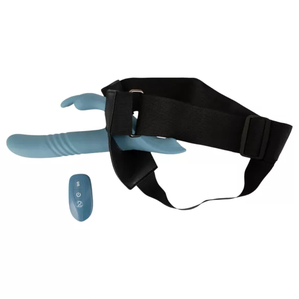 You2Toys - Vibromasseur à harnais lapin à piston, 3 pièces, avec télécommande (bleu)