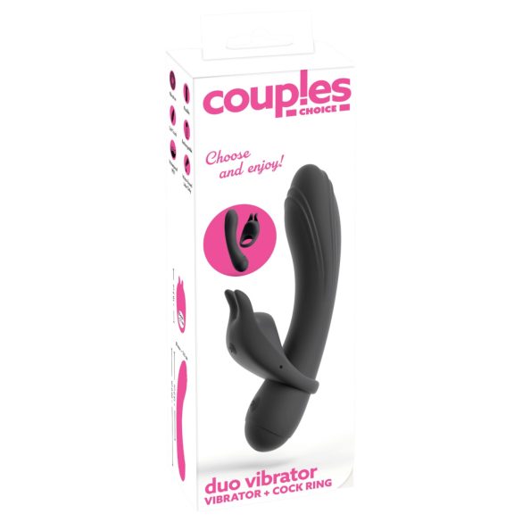 Couple Choice - anneau pénis et stimulateur point G vibrant - silicone gris