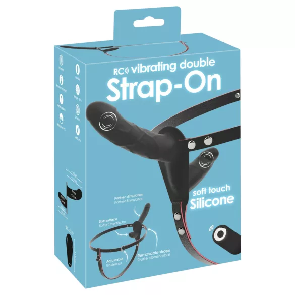 You2Toys - vibromasseur double strap-on télécommandé (noir)