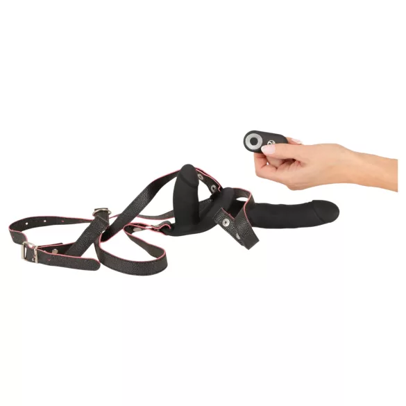 You2Toys - vibromasseur double strap-on télécommandé (noir)