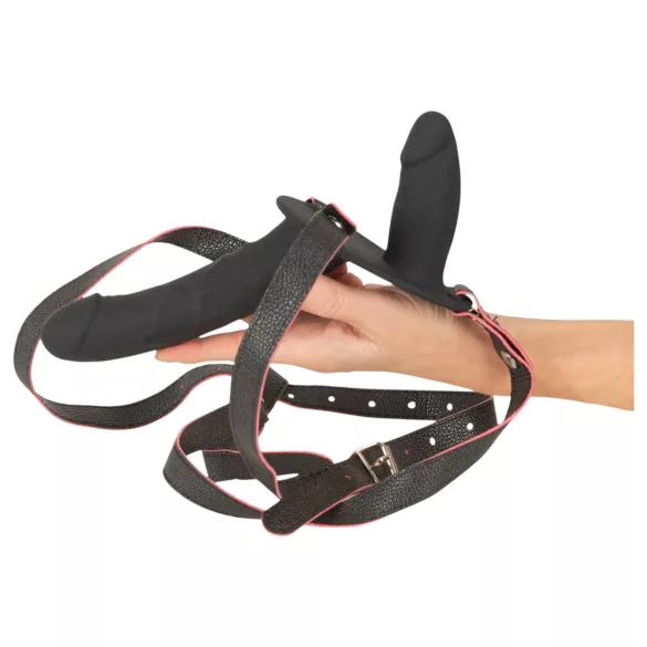 You2Toys - vibromasseur double strap-on télécommandé (noir)