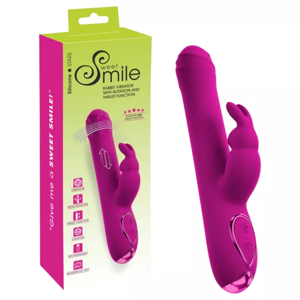 Sweet Smile - vibromasseur à bras clitoridien poussant et rotatif (rose)