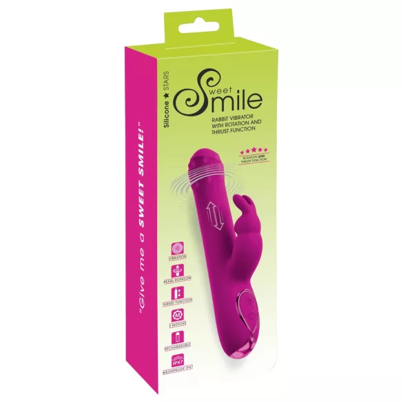 Sweet Smile - vibromasseur à bras clitoridien poussant et rotatif (rose)