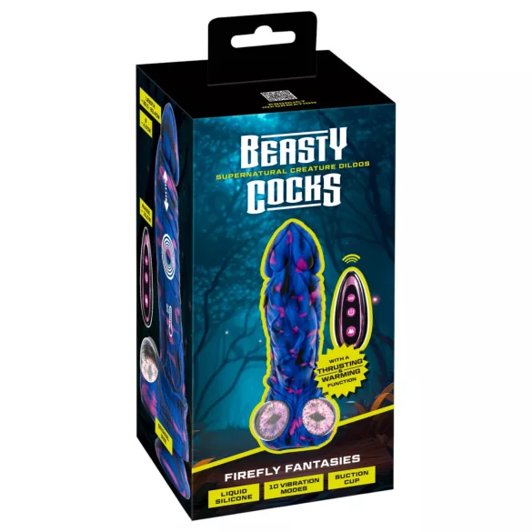 Beasty Cocks Firefly Fantasies - vibromasseur fantaisie chauffant à va-et-vient (bleu) - 23,4 cm