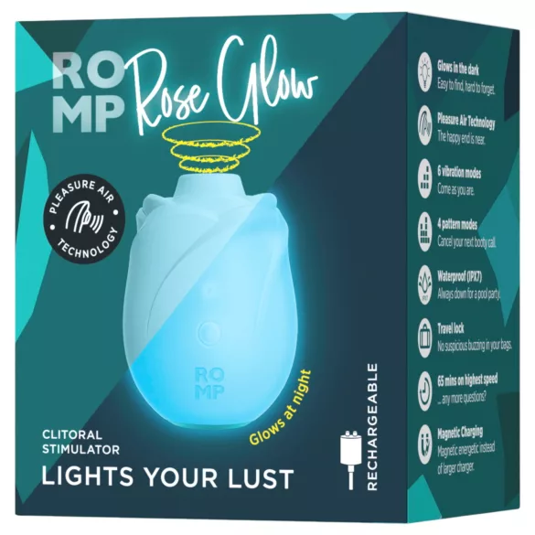 ROMP Rose Glow - stimulateur clitoridien à ondes d’air (bleu)