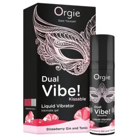   Orgie Dual Vibe - vibromasseur liquide unisexe - Fraise - Gin Tonic (15 ml)