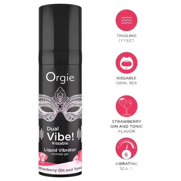 Orgie Dual Vibe - vibromasseur liquide unisexe - Fraise - Gin Tonic (15 ml)