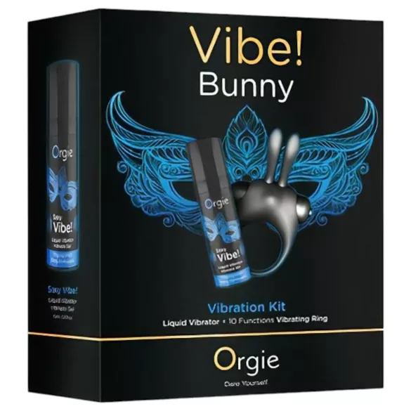 Orgie Bunny - anneau pénien vibrant set - silicone noir