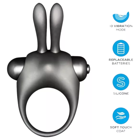 Orgie Bunny - anneau pénien vibrant set - silicone noir