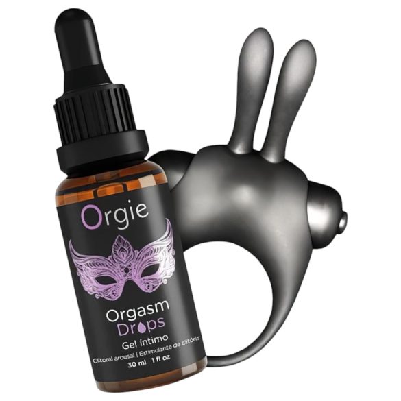 Orgie Orgasmic Bunny - anneau vibrant set (noir)