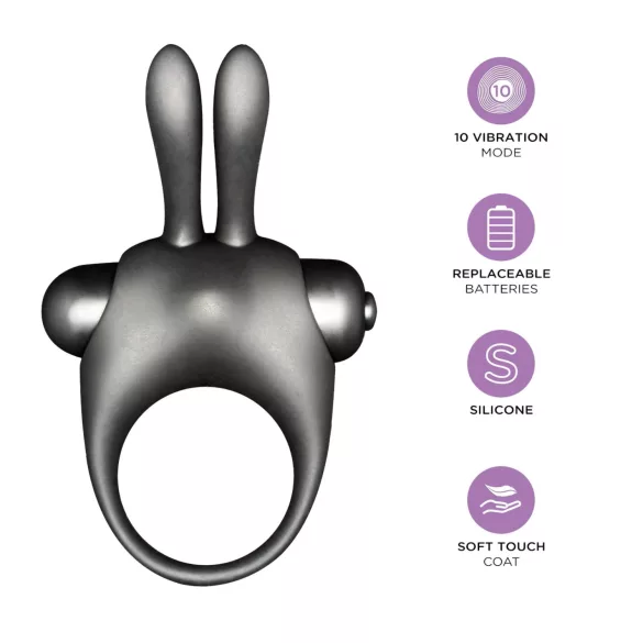 Orgie - Anneau pénien vibrant avec stimulateur - silicone noir - set