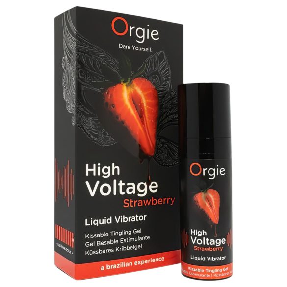 Orgie High Voltage - Vibrateur Liquide à la Fraise (15ml)