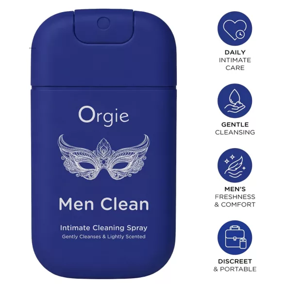 Orgie Men Clean - spray intime nettoyant et rafraîchissant pour hommes (30 ml)