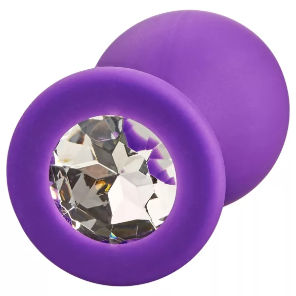 Baseks - plug anal en silicone avec strass (violet) - 8 cm