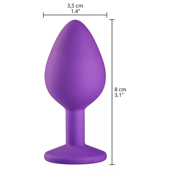 Baseks - plug anal en silicone avec strass (violet) - 8 cm