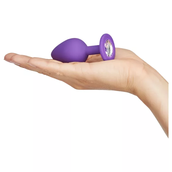 Baseks - plug anal en silicone avec strass (violet) - 8 cm