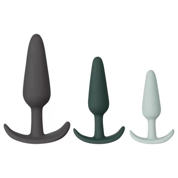 Amaysin - lot de plugs anaux en silicone (noir et vert) - 3 pcs