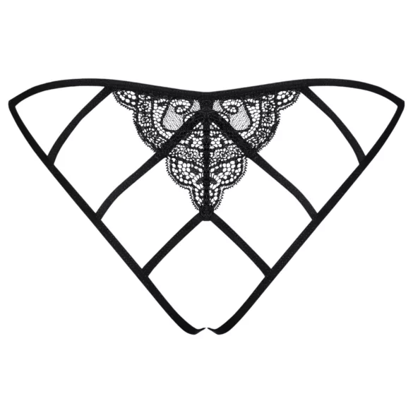 Obsessive Miamor - culotte ouverte en résille et dentelle - noir - L/XL