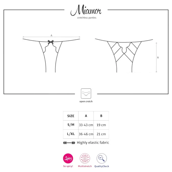 Obsessive Miamor - culotte ouverte en résille et dentelle - noir - L/XL