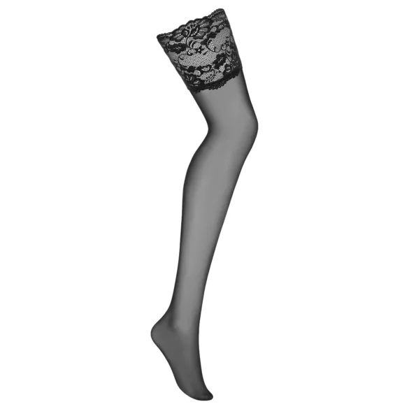 Obsessive - Bas autofixants larges dentelle - noir - L/XL