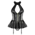 Obsessive - corset effet laqué et string (noir) - L/XL