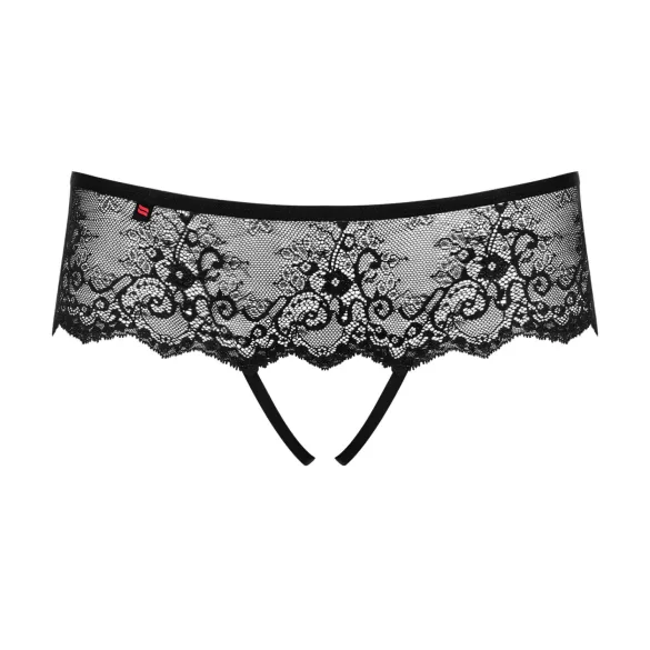 Obsessive Merossa - string ouvert femme avec strass - noir - 2XL/3XL