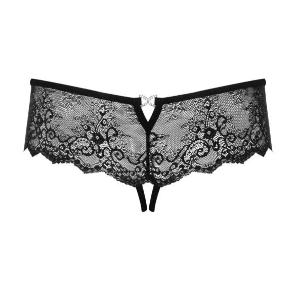 Obsessive Merossa - string ouvert femme avec strass - noir - 2XL/3XL