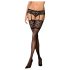 Obsessive Leticia - Bas Résille Évasé en Dentelle (Noir) - L/XL