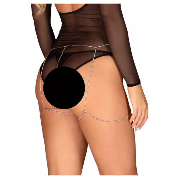 Obsessive Bijou 905 - harnais corps bijou (argenté) - S-L