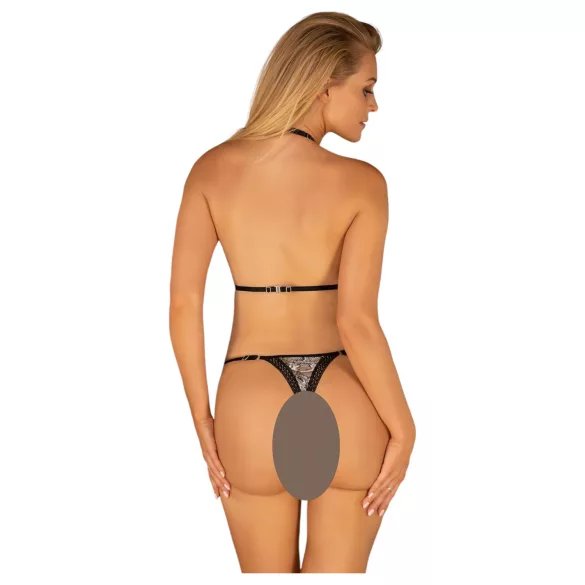 Obsessive Xenita - ensemble soutien-gorge motif translucide (gris)