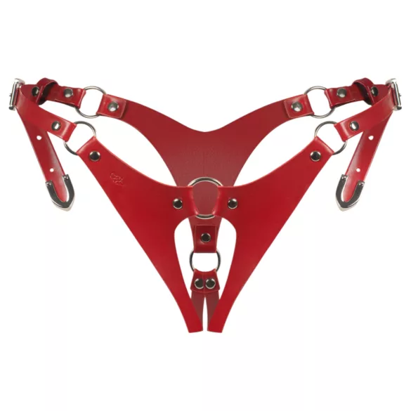 Obsessive Inferro - string ouvert réglable effet cuir - rouge