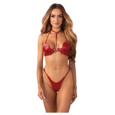   Obsessive Inferro - ensemble de lingerie effet cuir à sangles - rouge