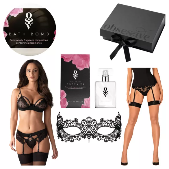 Coffret Cadeau Lingerie "Obsessive Wonderia" - 6 pièces (noir)