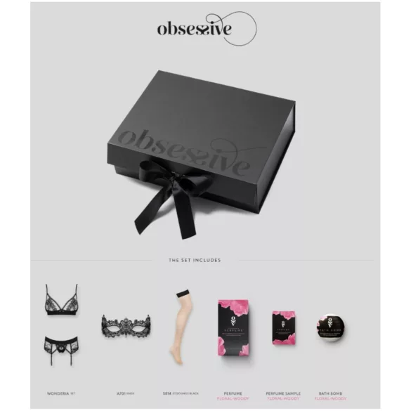 Coffret Cadeau Lingerie "Obsessive Wonderia" - 6 pièces (noir)