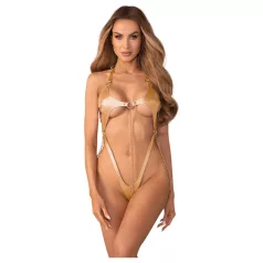   Obsessive Anyya - body à bretelles effet cuir avec chaîne (doré)