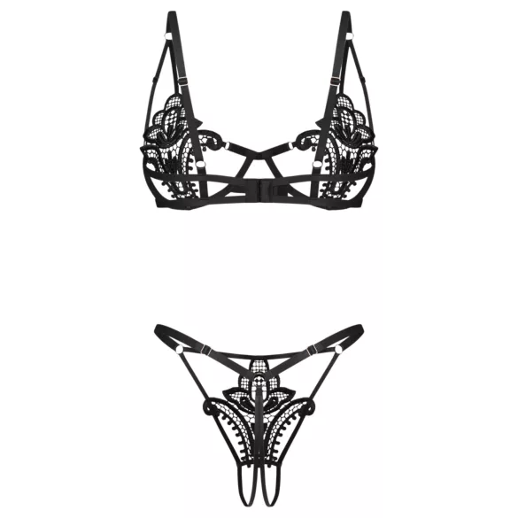 Obsessive Luise - ensemble de lingerie 2 pièces à tulipes (noir)