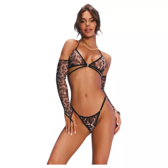 Obsessive Addia - ensemble résille léopard - L/XL