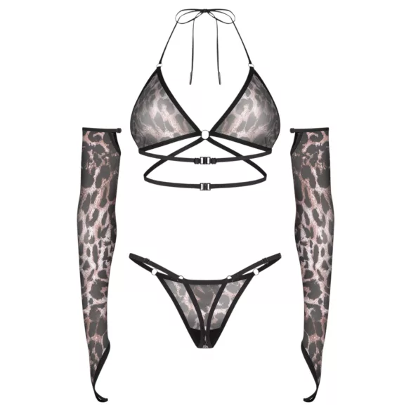 Obsessive Addia - ensemble résille léopard - L/XL