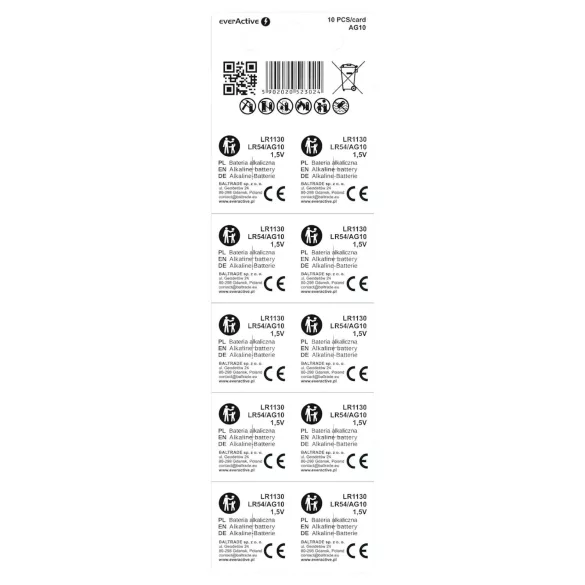 Elem - Pile bouton LR1130 / LR54 - lot de 10