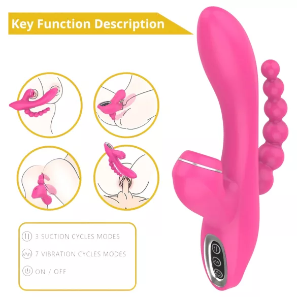 Erospace Sweet Play - Vibromasseur point G avec sonde anale et fonction de succion (rose)