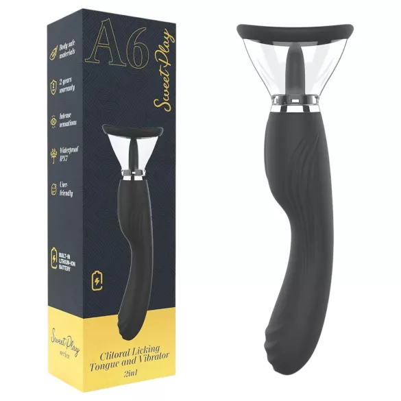 Erospace Sweet Play - stimulateur clitoridien 2-en-1 avec langue vibrante et aspiration (noir)