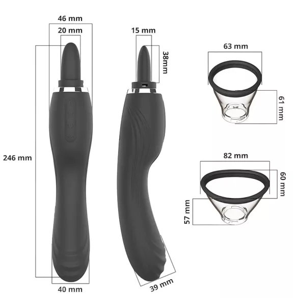 Erospace Sweet Play - stimulateur clitoridien 2-en-1 avec langue vibrante et aspiration (noir)