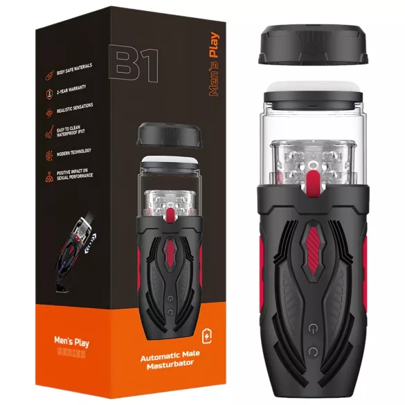 Erospace Men's Play - masturbateur pour hommes à poussée rotative (noir)
