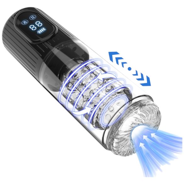 Men's Play - masturbateur tournant, aspirant, vibrant (noir)