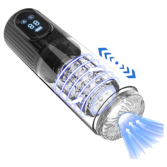 Men's Play - masturbateur tournant, aspirant, vibrant (noir)