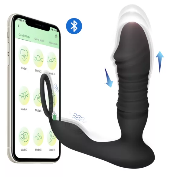 Men’s Play - Vibrateur anal à piston contrôlé par application (noir)